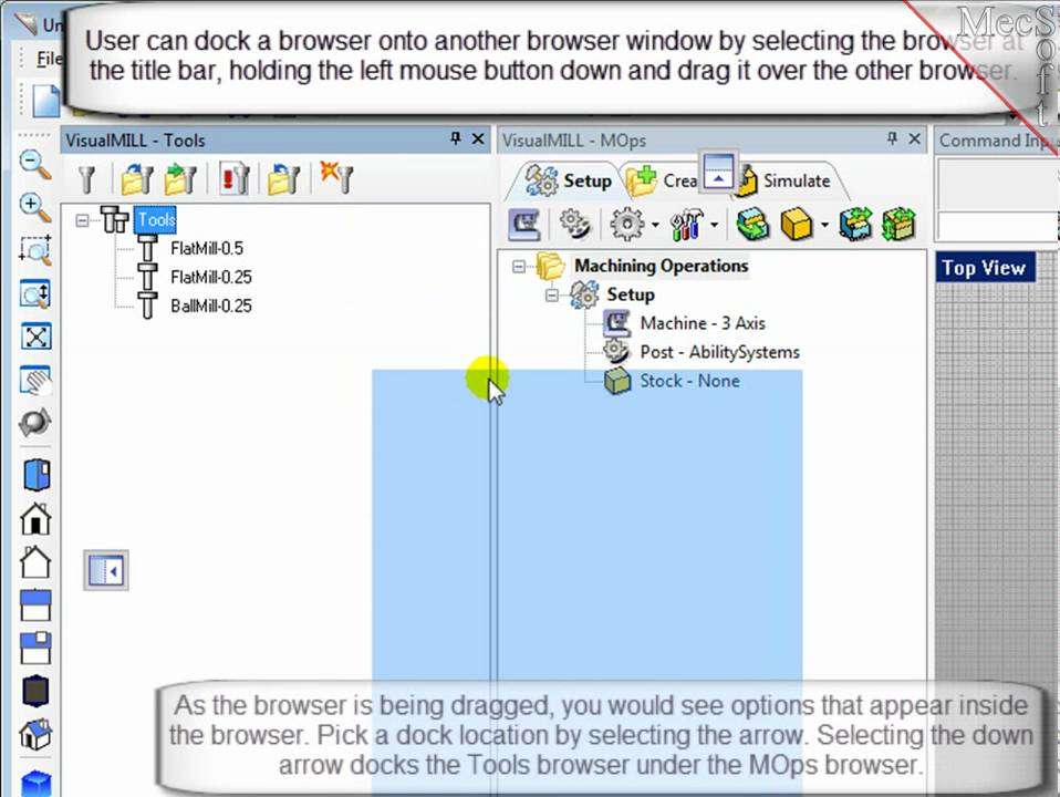 VisualMILL 6.0 - Organize Machining Operation and Cutting Tools Browser