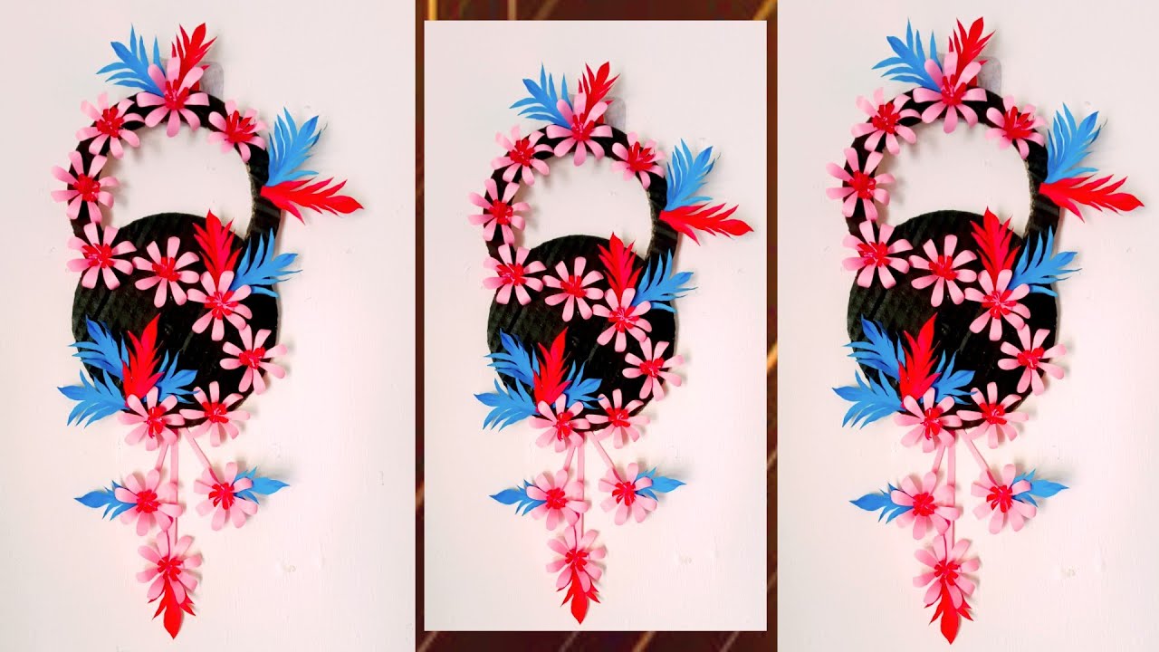 DIY Easy Paper Wall Hanging Ideas - Flowers Wall Hanging Using A4 Paper Sheet 