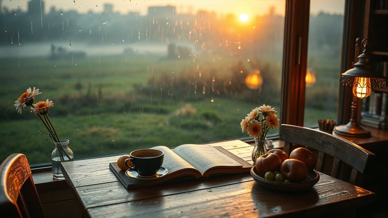 Rainy Countryside Ambience 🌧️ Calm & Peaceful Sunset | ASMR Rain Sounds for Sleep, Study & Relax
