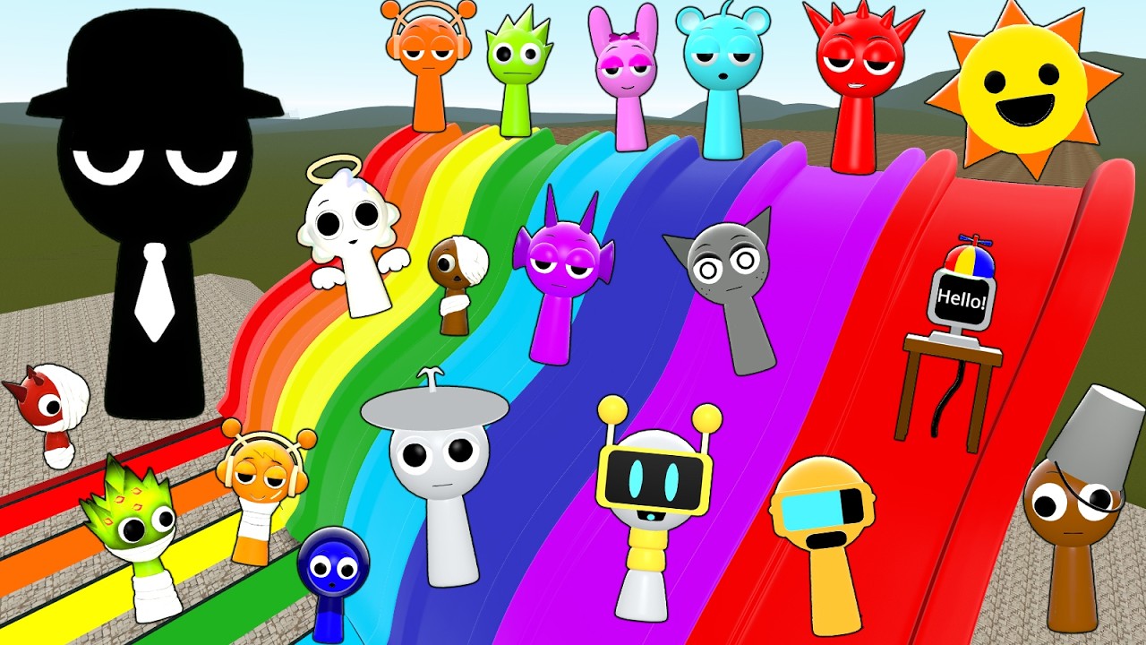 I FOUND ALL MR SUN TREE FUN COMPUTER EVOLUTION SPRUNKI FAMILY in RAINBOW SLIDE Garry's Mod