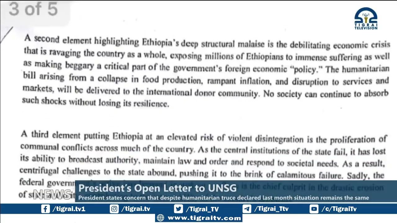 President Debretsion Gebremichael says his government may soon be forced to explore alternative mean