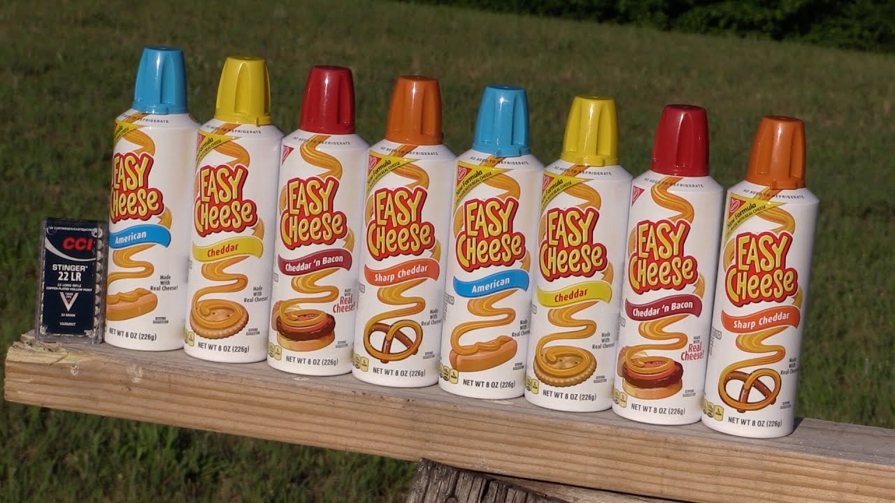 How many cans of Cheese Wiz (Easy Cheese) will a 22lr go through?
