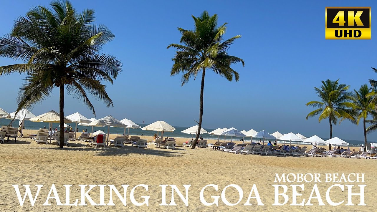 Walking in Goa (Mobor Beach), India - 4K UHD - Best Beach Walk in my Life