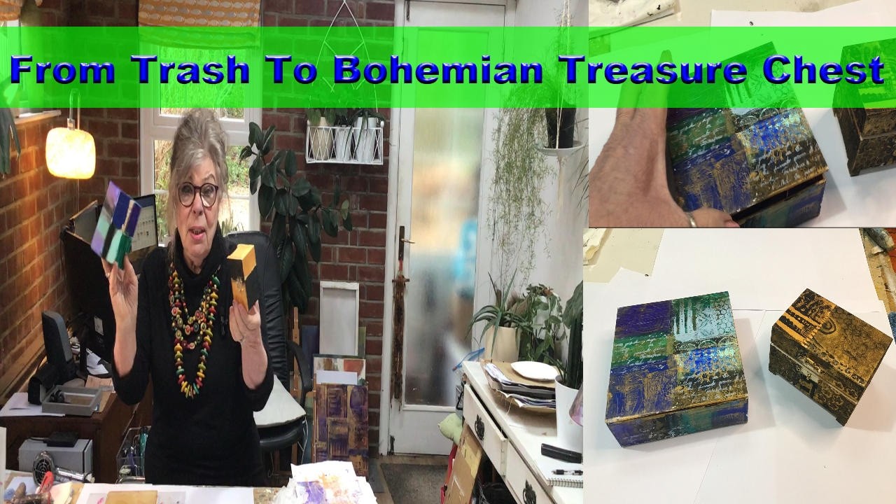 Bohemian Style Gel Print Gift Boxes #artart #gelprints #monoprint #bohemianstyle