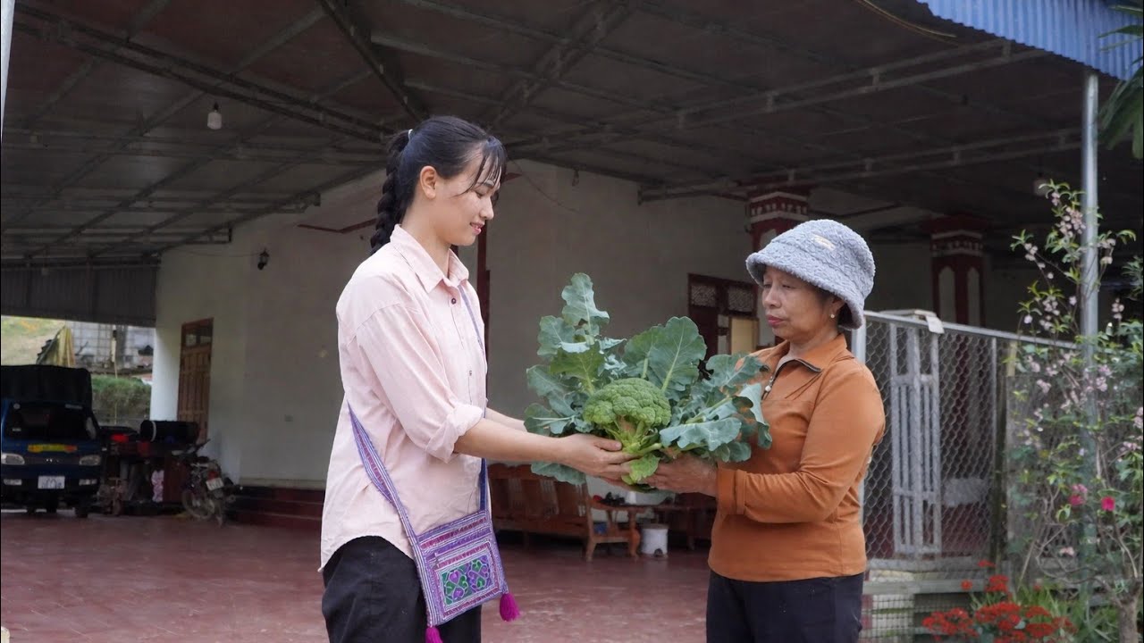 The girl harvesting broccoli and remembering the person who planted it was truly heartwarming .