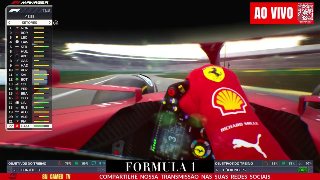 AO VIVO BORTOLETO SE DESTACA NA AUDI - TREINO LIVRE NA AUSTRÁLI - F1 MANAGER 24 #f1 #f1aovivo
