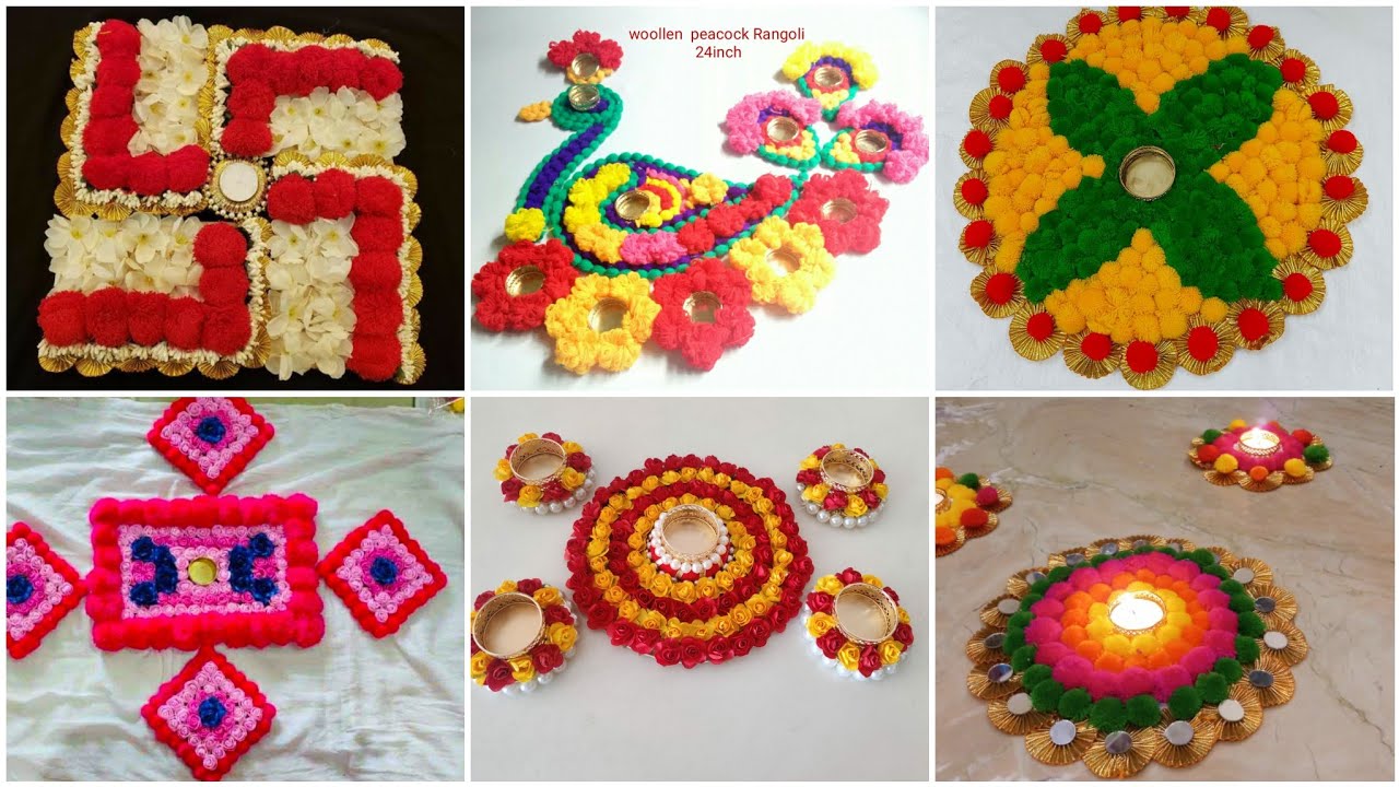 TOP 30 ! Decorative Tea Light Rangoli| Diya Stand| Kundan/Pom Pom/Gota Patti Rangoli [Diwali 2020]