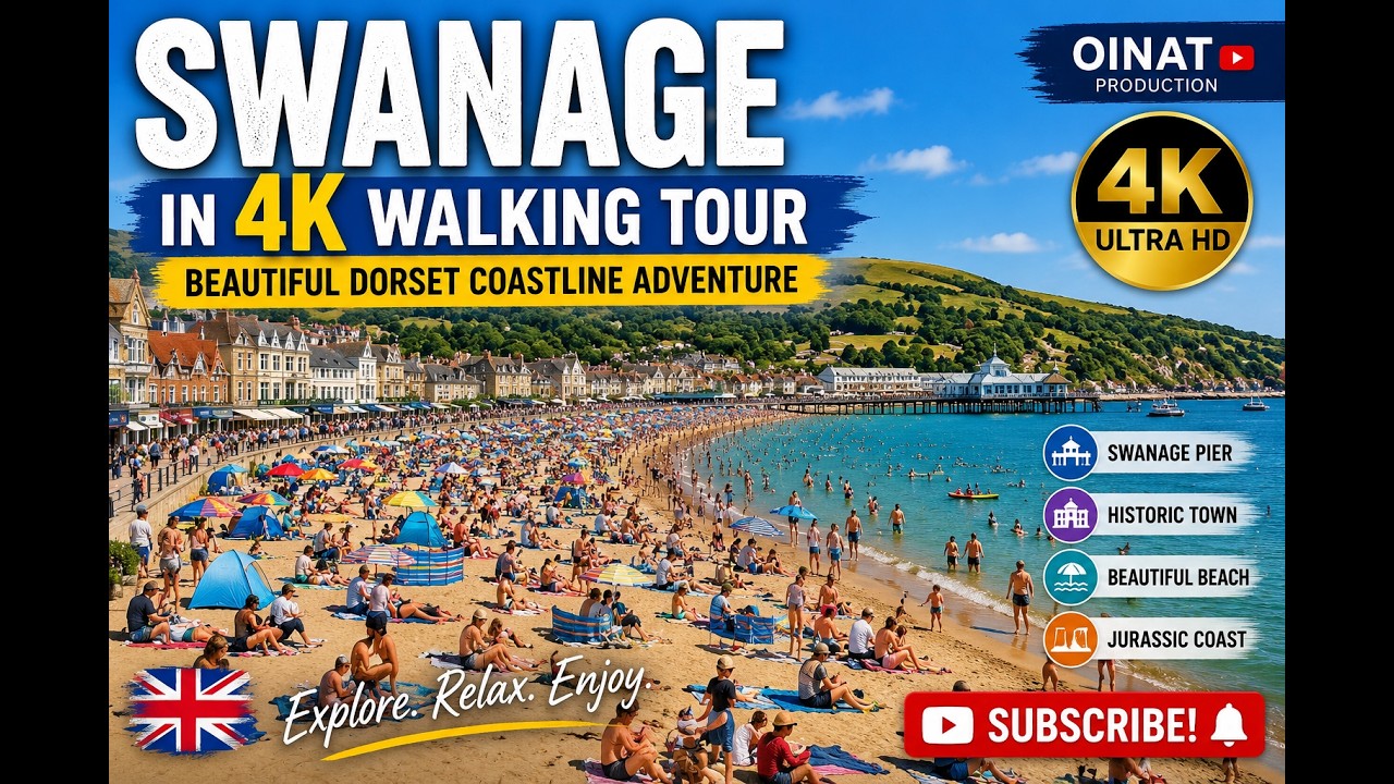 🌅 Explore Swanage in 4K 🇬🇧 | Stunning UK Coastline Adventure 🌊✨ Don’t Forget to Subscribe! 👍🔔