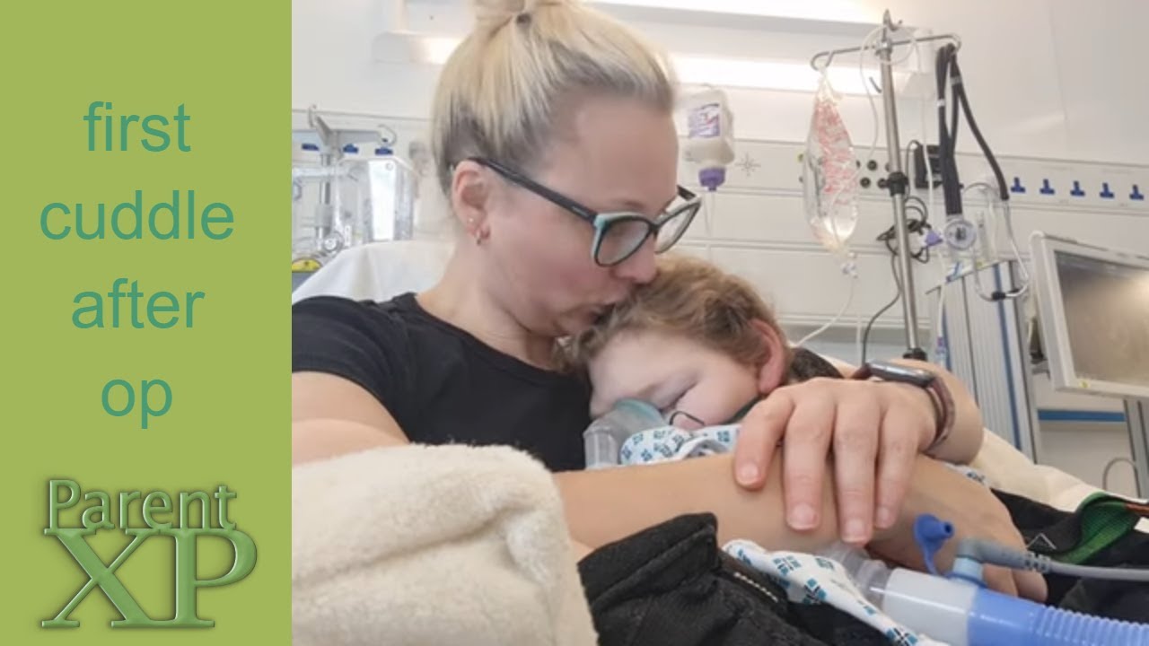 Elin's first cuddle after her surgery