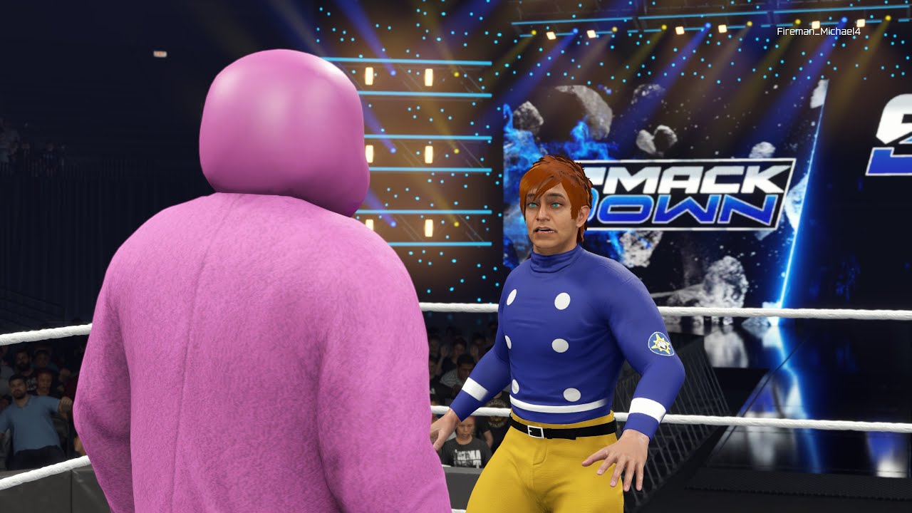 WWE 2K25 Fireman Sam vs. Barney at SMACKDOWN