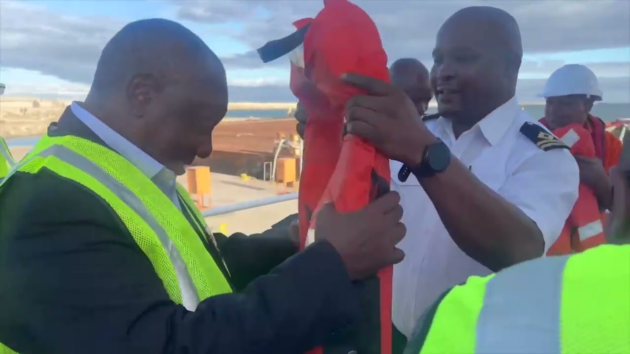 President Cyril Ramaphosa on a guided tour of the operations at the Port of Nqgura in Eastern Cape.