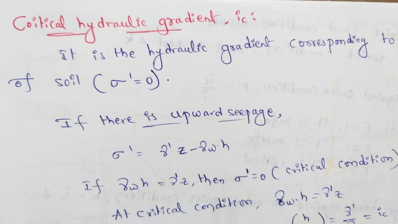 Critical Hydraulic Gradient