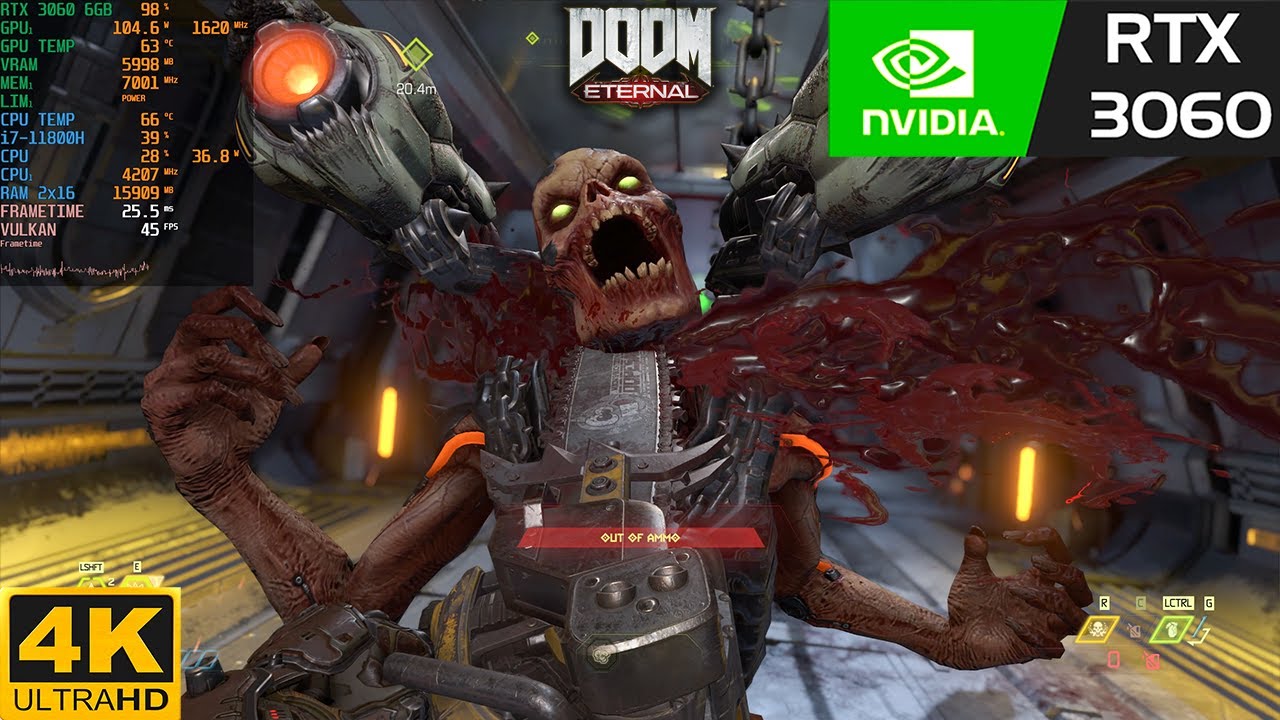 DOOM Eternal High Settings 4K | RTX 3060 | i7 11800H