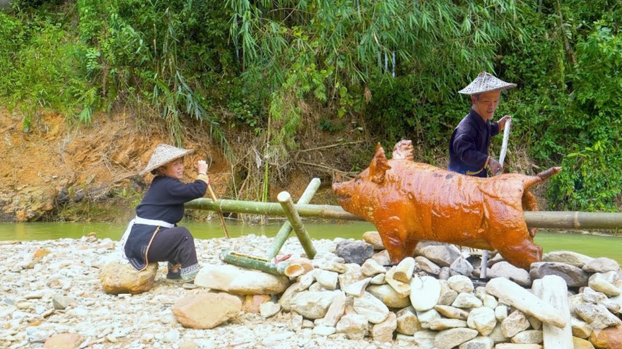 Wild Forest Cooking | Dwarf Family Builds Oven and Roasts a Whole Delicious Pig