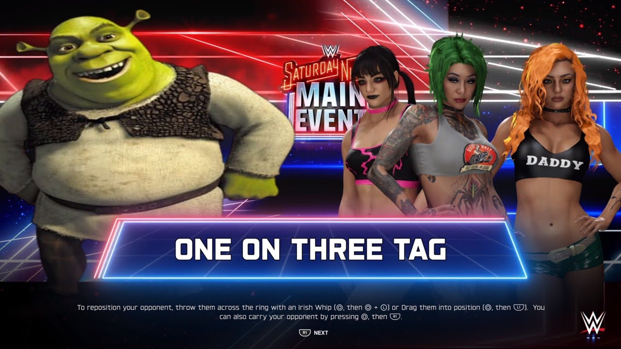 WWE 2K25 - SHREK VS TATUM PAXLEY & GIGI DOLIN & SHOTZI 