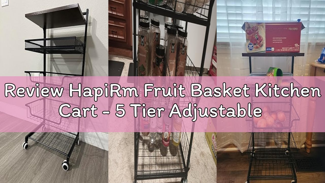 Review HapiRm Fruit Basket Kitchen Cart - 5 Tier Adjustable Vegetable Storage Rack, Large Capacity R