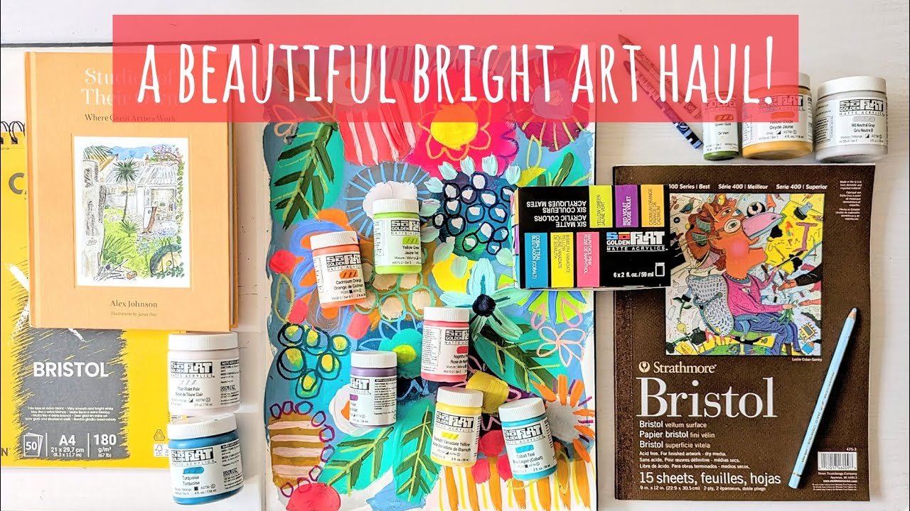A Beautiful Bright Art Haul! Golden SoFlat Acrylic Paints, Neocolor II's, Papers, Pencil & Books