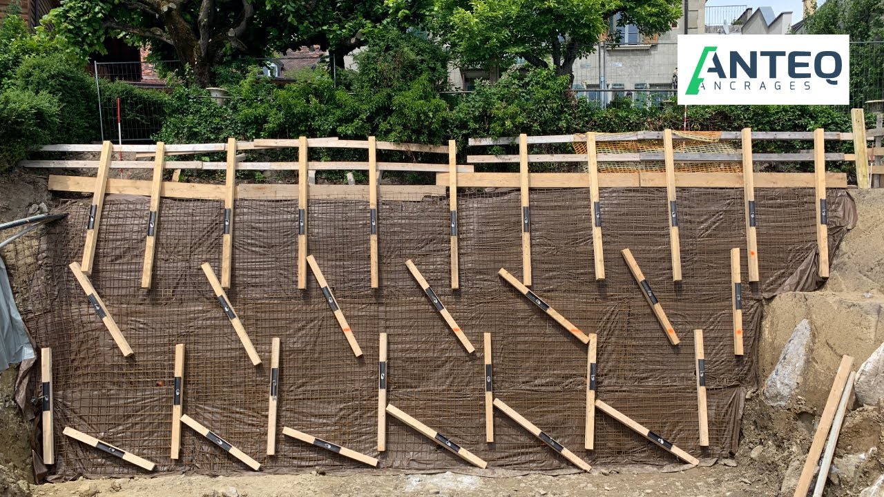 Blindage d'une paroi d'excavation temporaire avec le système d'ancrage Platipus
