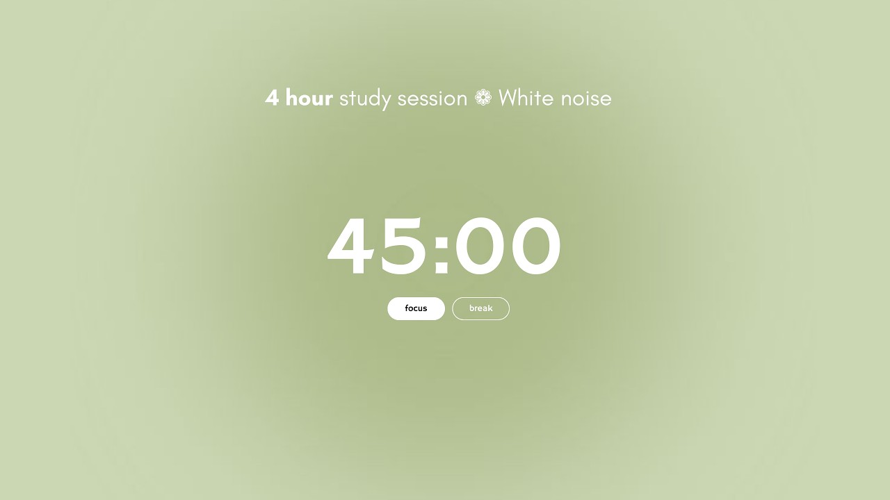 4-hour study session | White Noise 🎧 | 45 / 10 pomodoro ⏱️