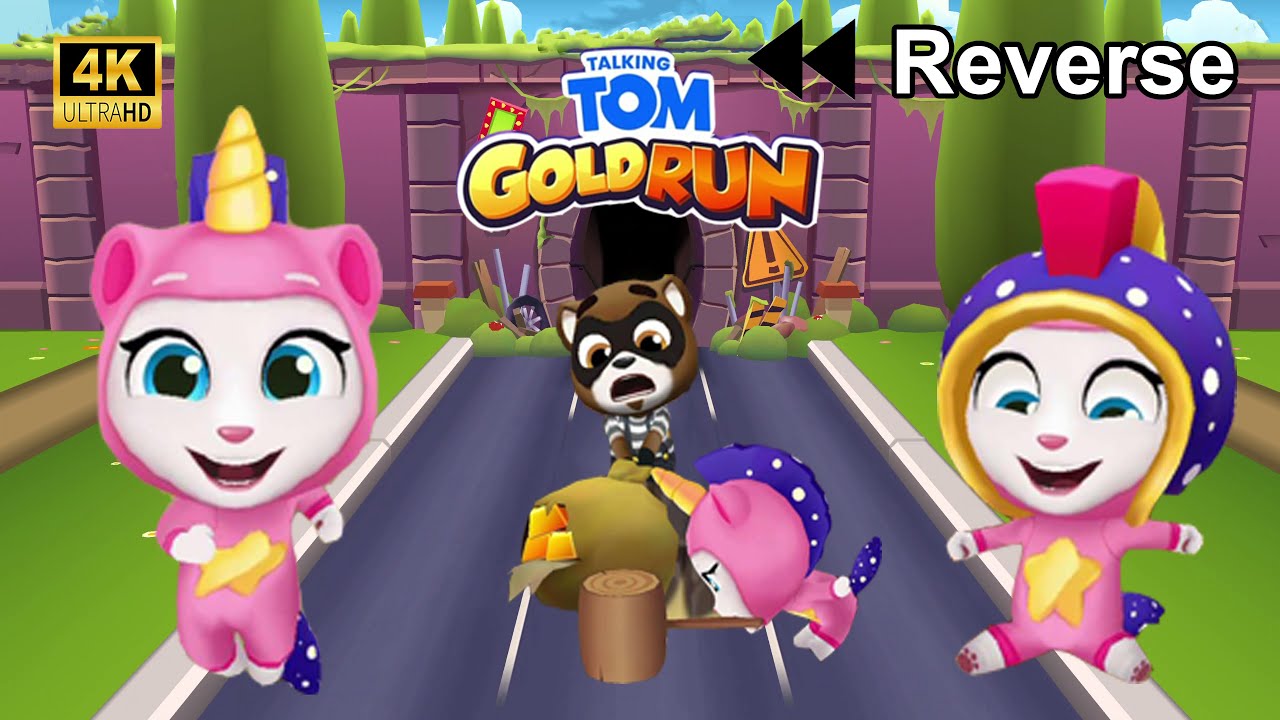 Talking Tom Gold Run Unicorn Angela Tom Unlock Boss Fight Reverse 4K UHD 60 FPS