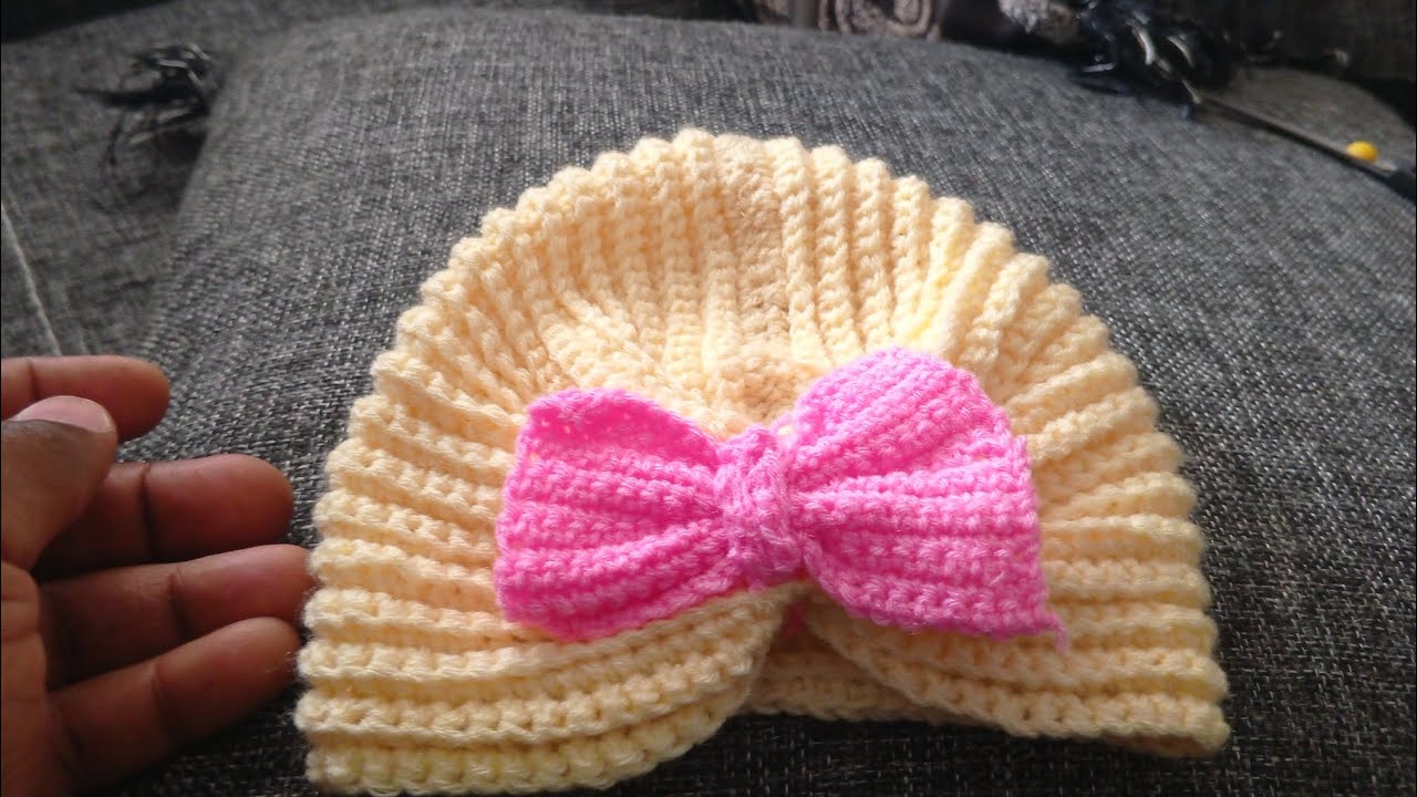 How to make this amazing crochet baby turban #crochetturban #crocheting