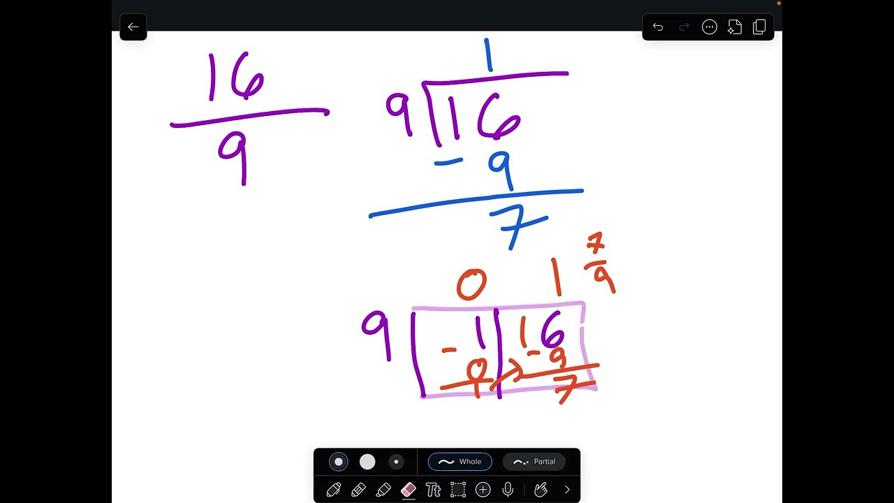Convert an Improper Fraction to a Mixed Number nw