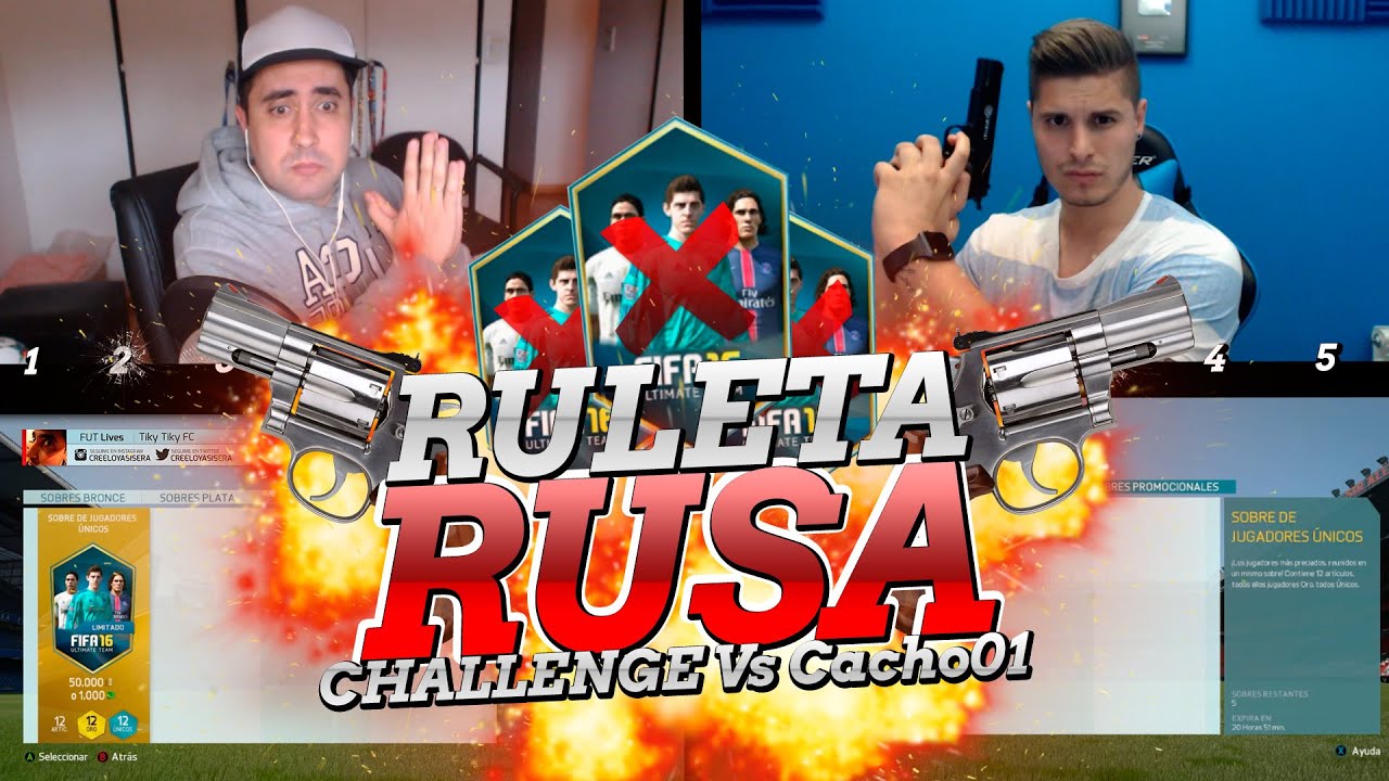RULETA RUSA vs @cachoo01 CON SOBRES DE 50.000 MONEDAS! - ULTIMATE TEAM FIFA 16