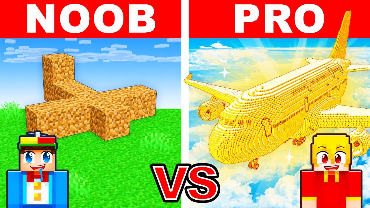 NOOB vs PRO: AIRPLANE House Build Challenge in Minecraft!