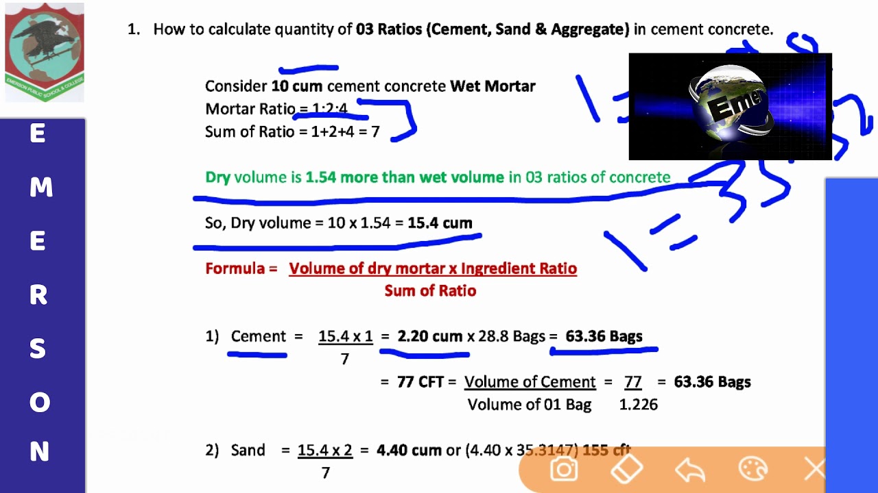 Lesson No  1 How to calculate cement, sand and aggregate in concrete