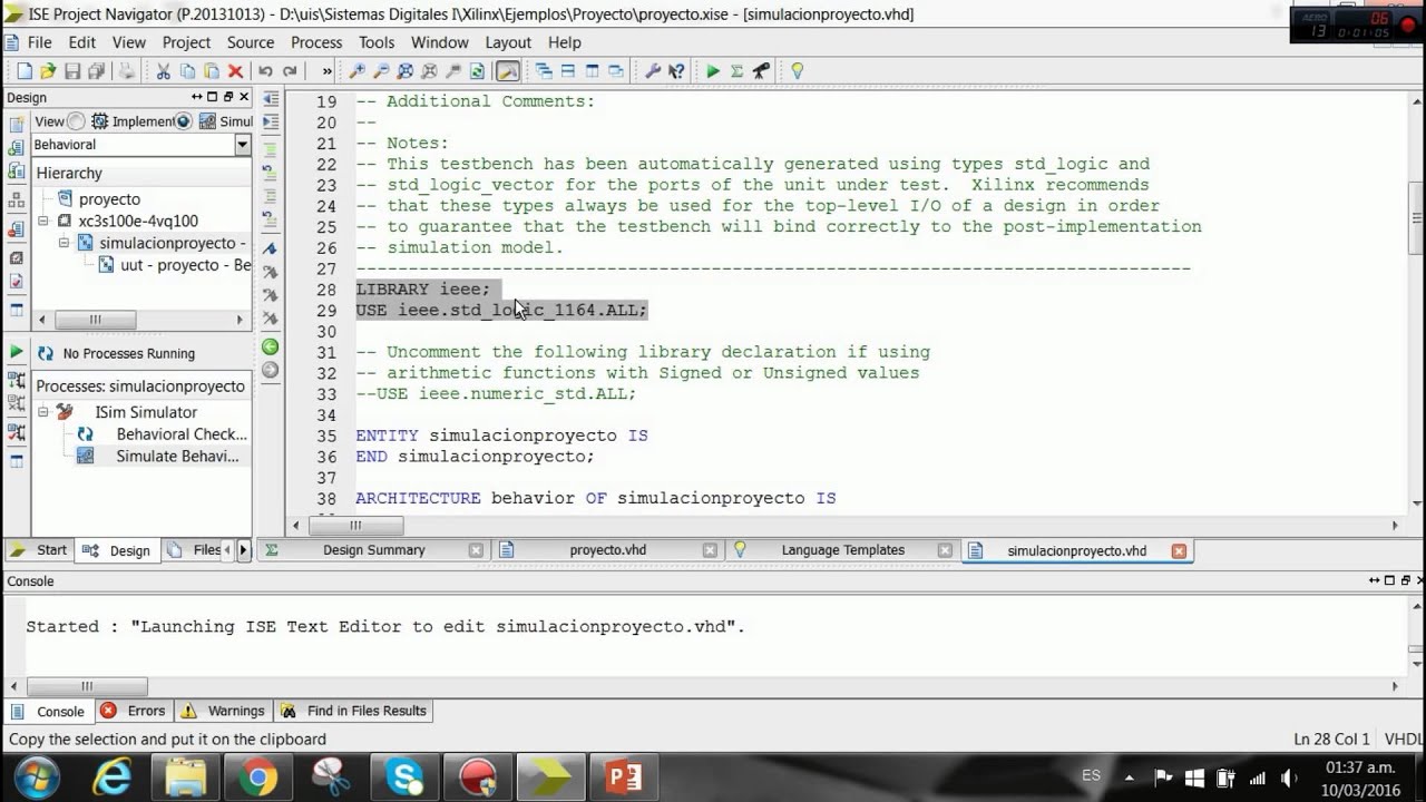 Tutorial Simulaci&oacute;n en VHDL