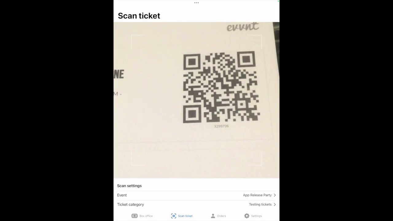 Scanning tickets - Evvnt Mobile Box Office