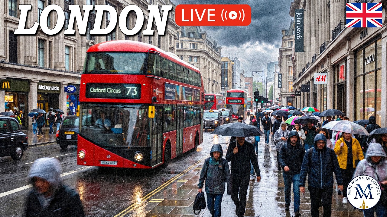 🔴🇬🇧 LIVE LONDON WALK ☔ Rainy Day in City Centre Famous Streets | London Streets, Shops & City Life