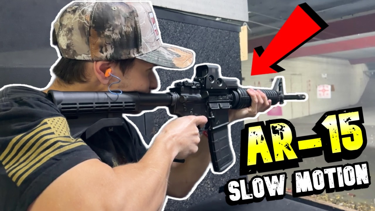 First Time Shooting an AR-15 (SLOW MOTION)