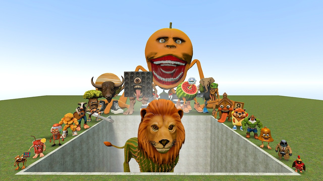 AI Brainrot Memes vs Leoneli Cactuseli Bosses in Giant Pit – Gmod Chaos