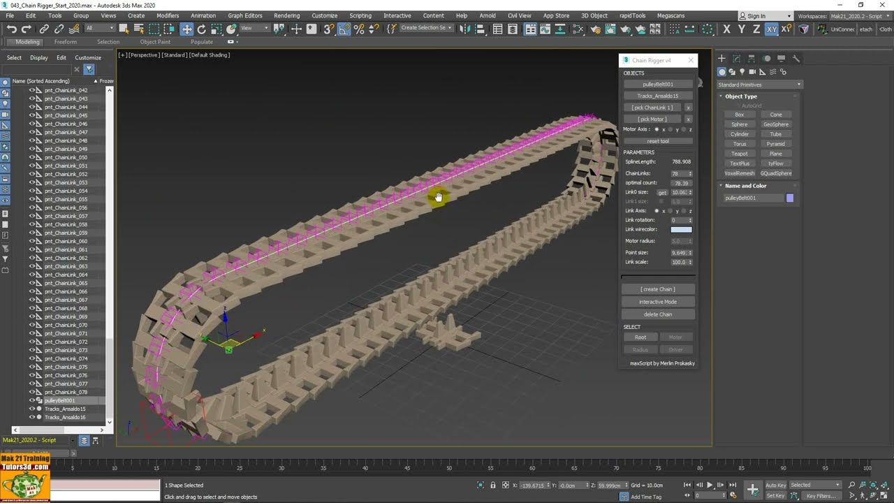 3ds max script course: 084 Chain Rigger