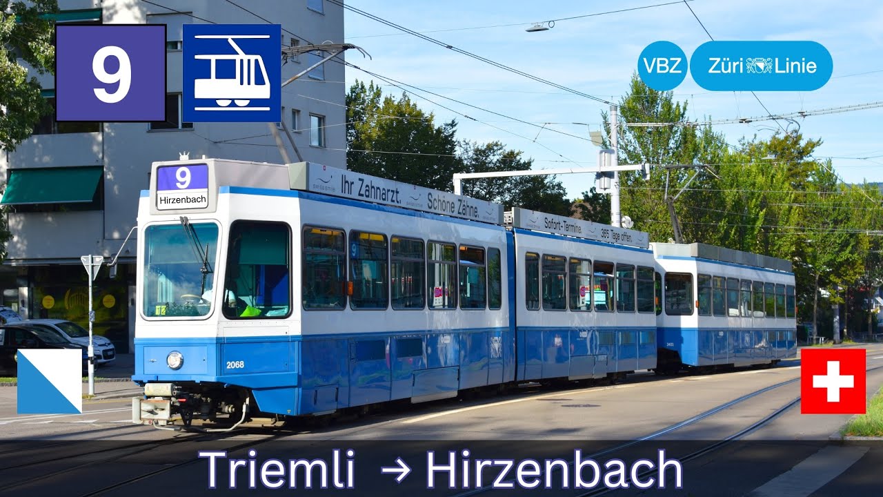 🇨🇭Zürich VBZ Tramlinie 9 | Triemli → Hirzenbach [4K]