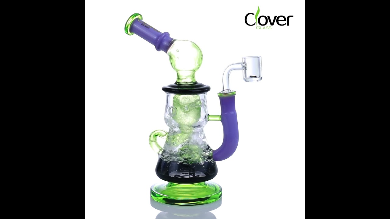 8.66-Inch Colorful Recycler Glass Rig WPE-671 with 14mm Female Joint and Curved Neck Design