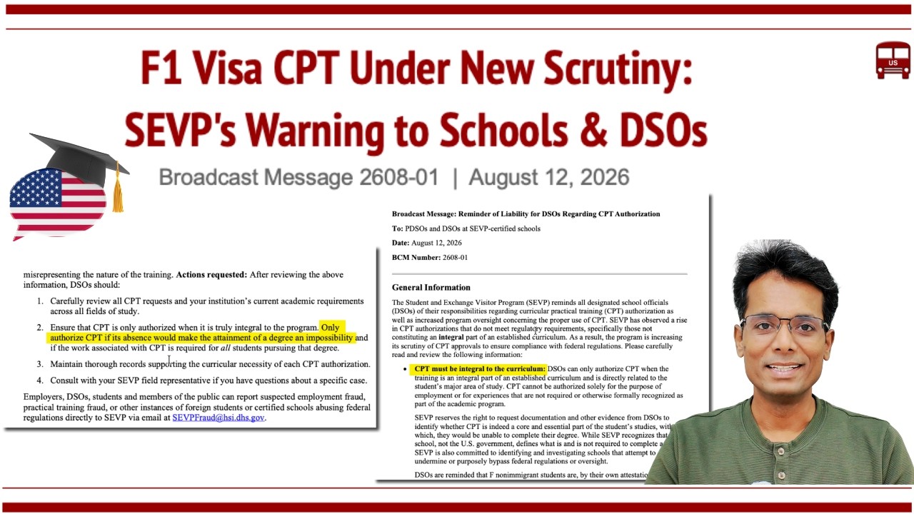 F1 Visa CPT Under New Scrutiny: SEVP's Aug 2026 Warning to Schools. When CPT Is Valid, When It's Not