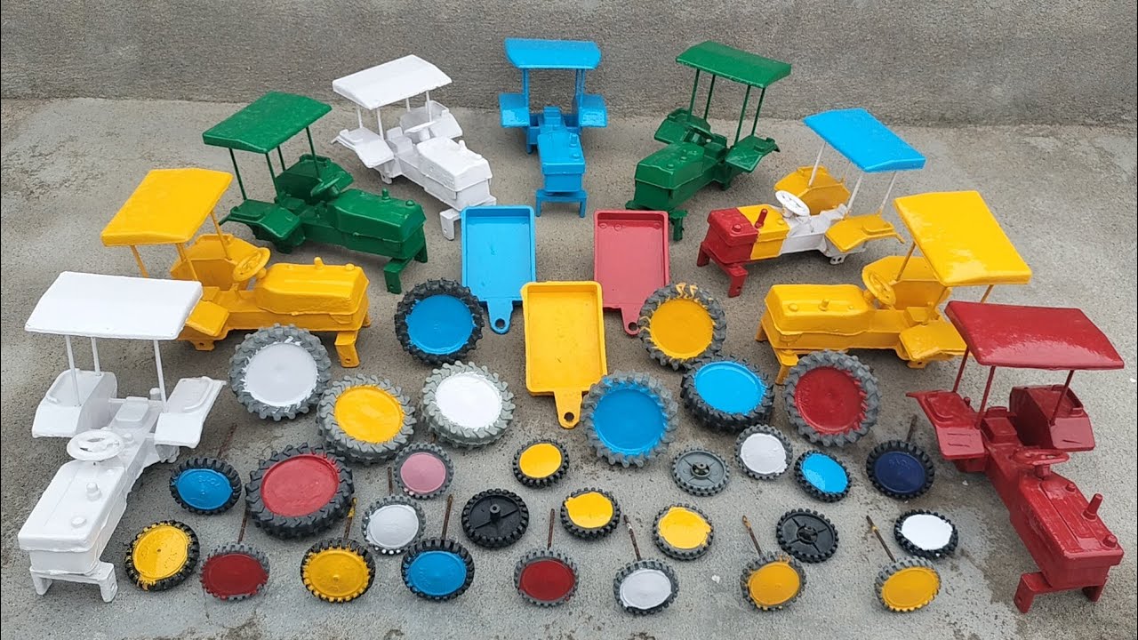 White colour john Deere tractor frent and back tyres fitting and moving tractor video 