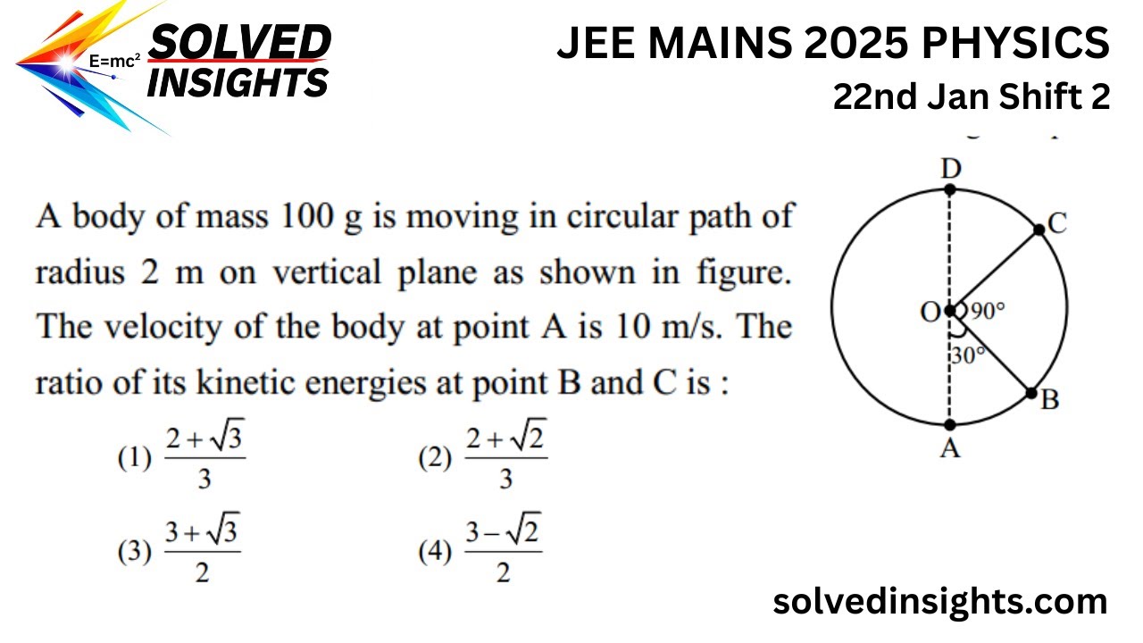 JEE Mains 2025 Physics PYQ | Вертикальное круговое движение | Решено соотношение кинетической эне...