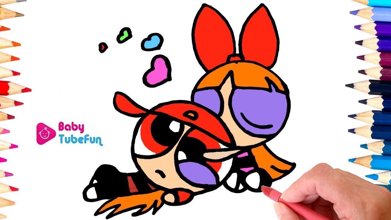 Powerpuff Girls colouring Book Pages Rowdyruff Boys Brick Boomer Butch Blossom Bubbles surprise eggs