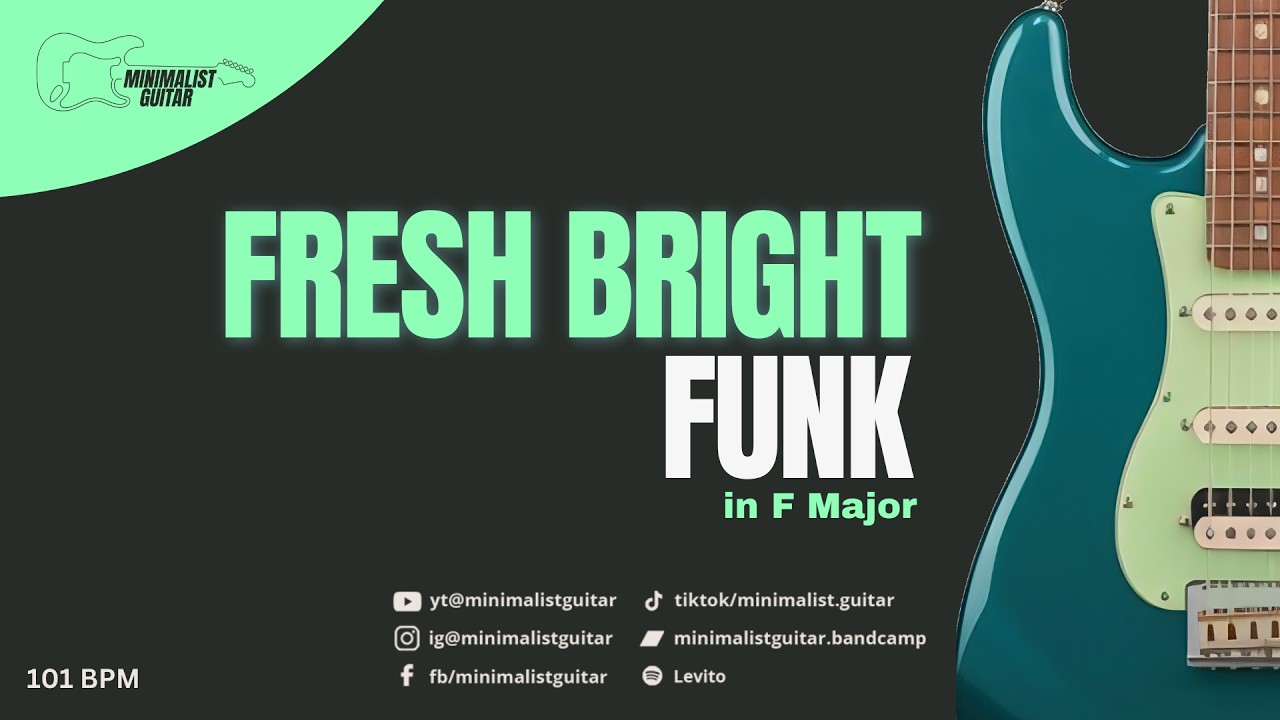 Fresh Bright Funk Groove | Guitar Backing Track in F Major | 101 PM