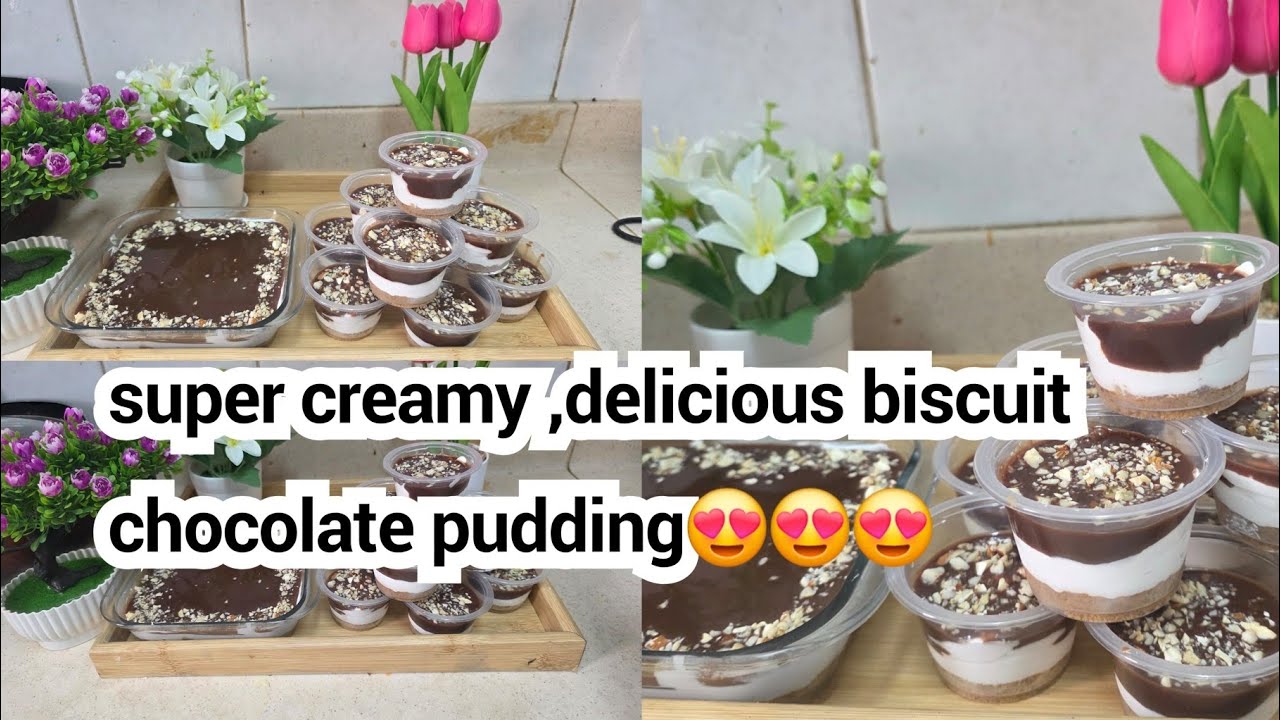 Ramazan series//super creamy ,tasty ,delicious 3 layer biscuit chocolate pudding recipe👌👌👌