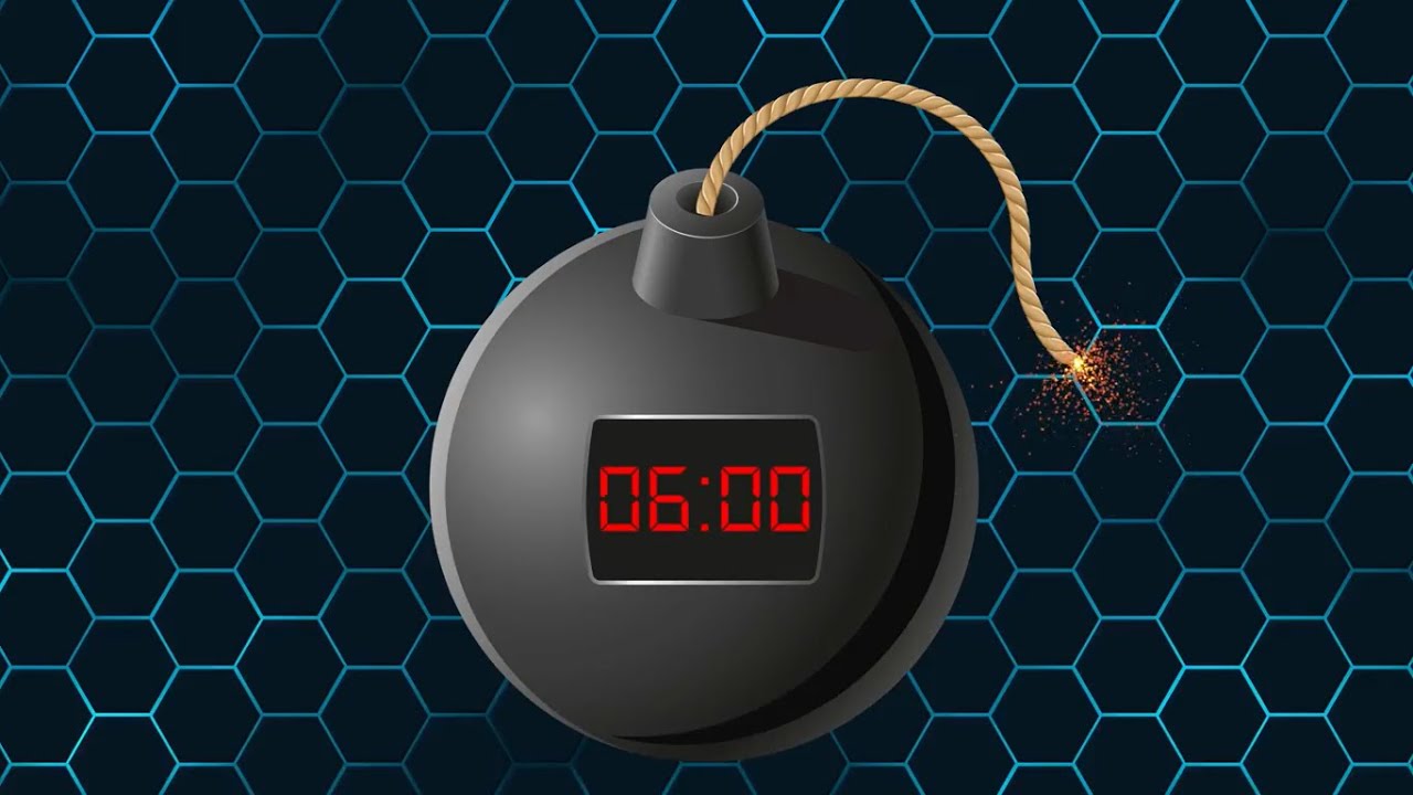 6 minute BOMB timer countdown 💣 With bomb explosion and explosion sound. Contador de bomba