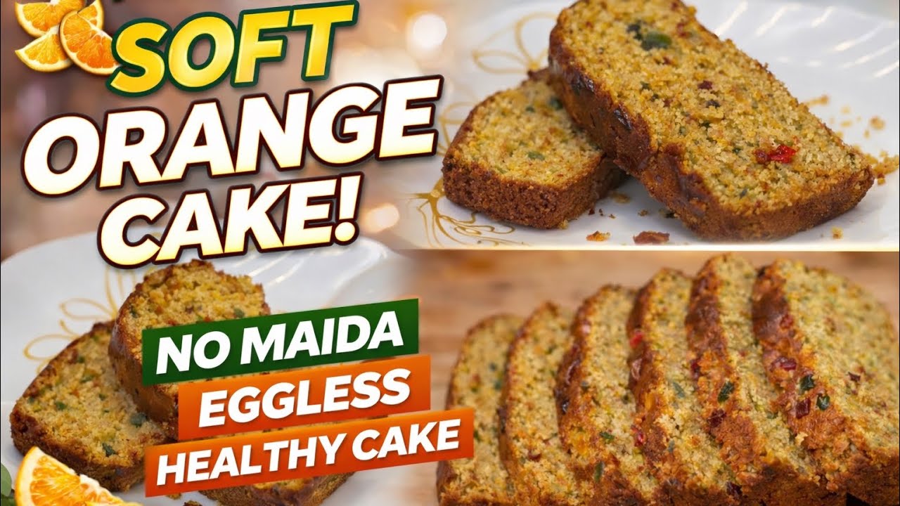 No Maida Orange Cake | Eggless Orange Cake Without Food Colour | Healthy Cake Recipe