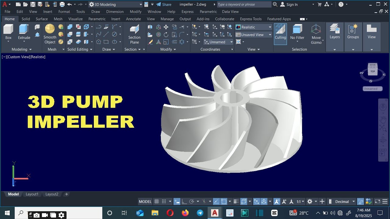 3D Tutorial: (Modeling A 3D Impeller) #3Ddesign #impeller