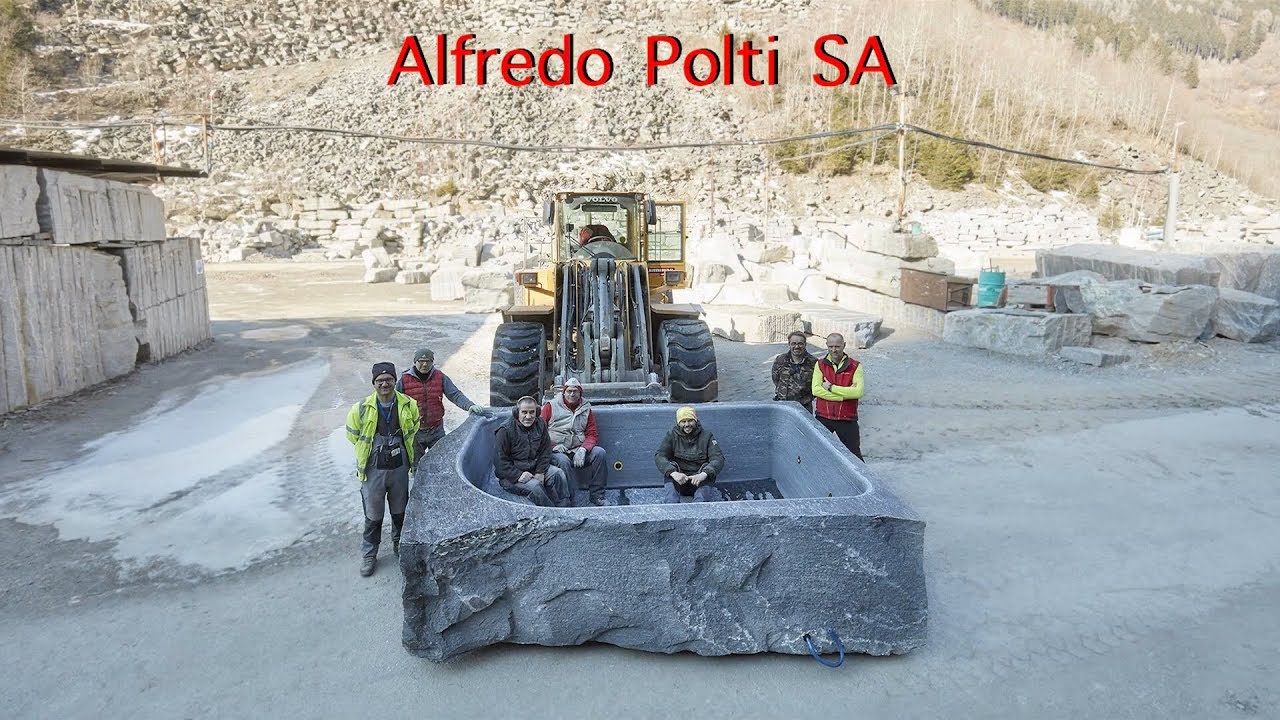 Gmm - Litox CNC 1000 - Realizzazione di una piscina monolitica in gneiss Calanca