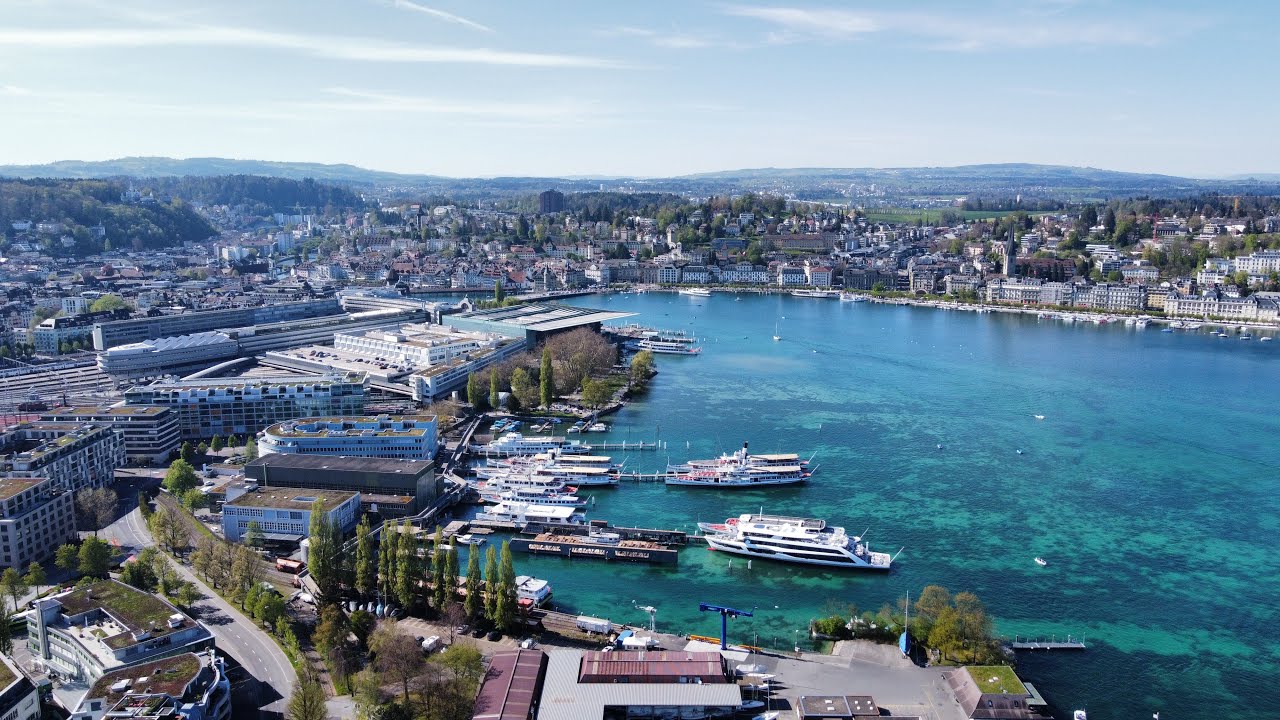 Luzern and Lausanne. Most Beautiful Towns in Switzerland. Aerial view
