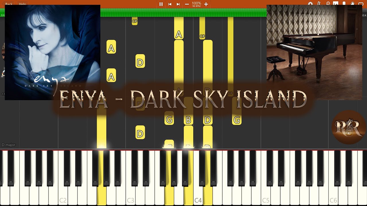 Enya - Dark Sky Island (Solo, Synthesia Piano Tutorial)