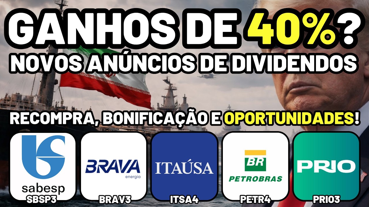 DIVIDENDOS DE 40%? PRIO3 PETR4 RECV3! ANÚNCIO: R$ 1,2 BI E BONIFICAÇÃO ITSA4 +SBSP3 BRAV3